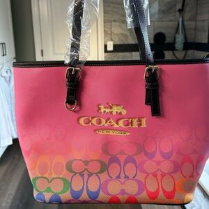 Pink and Multicolor Tote